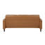 Canapé 3 places d'inspiration industrielle, revêtu de similicuir brun, style épuré, largeur d'assise 170 cm, rembourrage en mousse, idéal pour la maison, finition passepoilée, coussin intégré, structure en bois massif et contreplaqué, 56 cm
