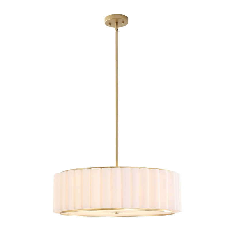 24" 5-Light Pleated Drum Chandelier, Gold
