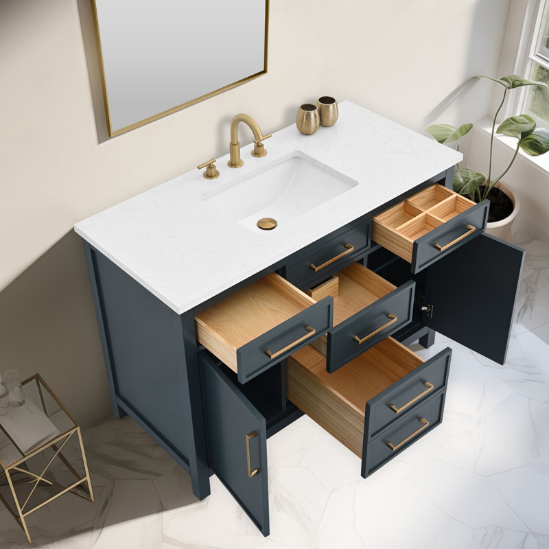 Wenniah 48" Single Vanity, Vintage Blue/Brushed Bronze