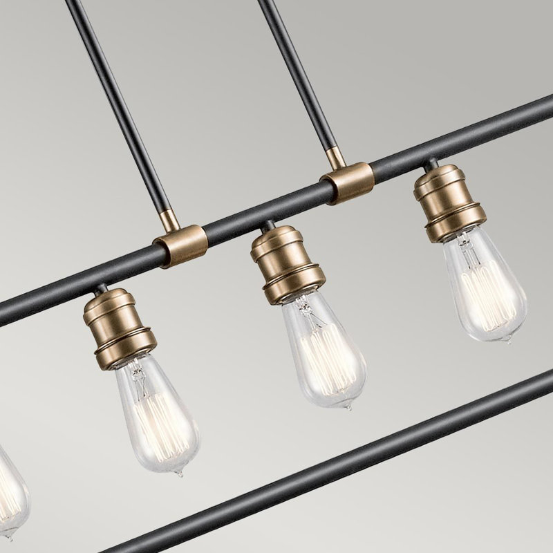 Porterdale 5 - Light Black/Natural Brass Kitchen Island Pendant