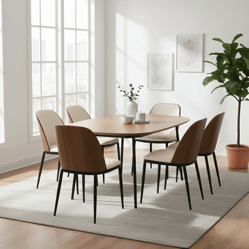 Chaise d'appoint Kelce, Cuir noyer / blanc