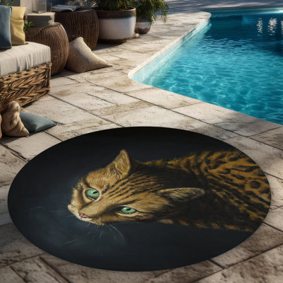 Bengal Cat Feline Modern Round Outdoor Area Rug for Home Decor