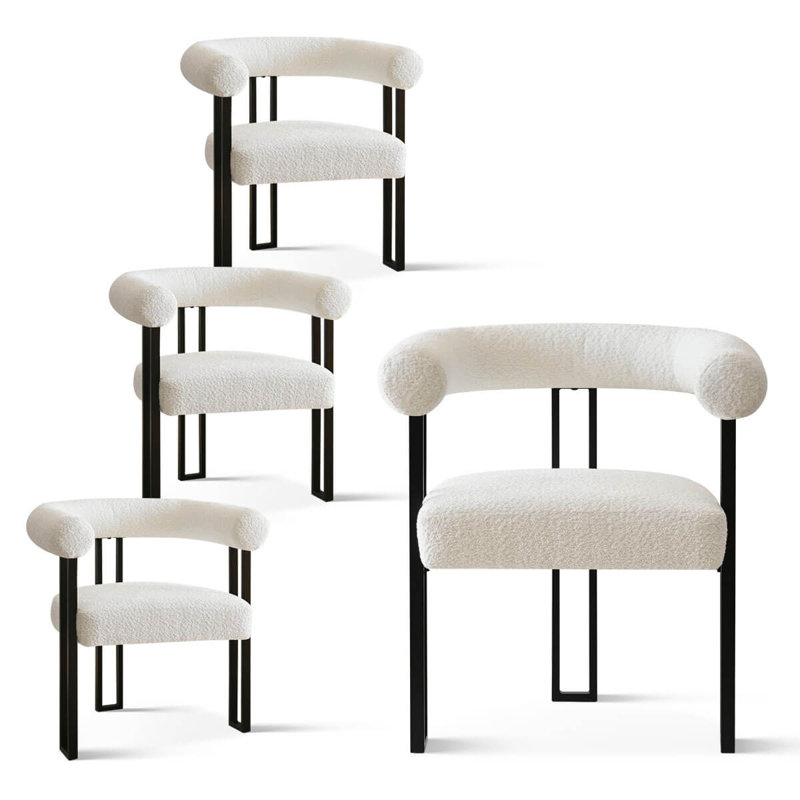 Modern Upholstered Dining Chair with Curved Arms