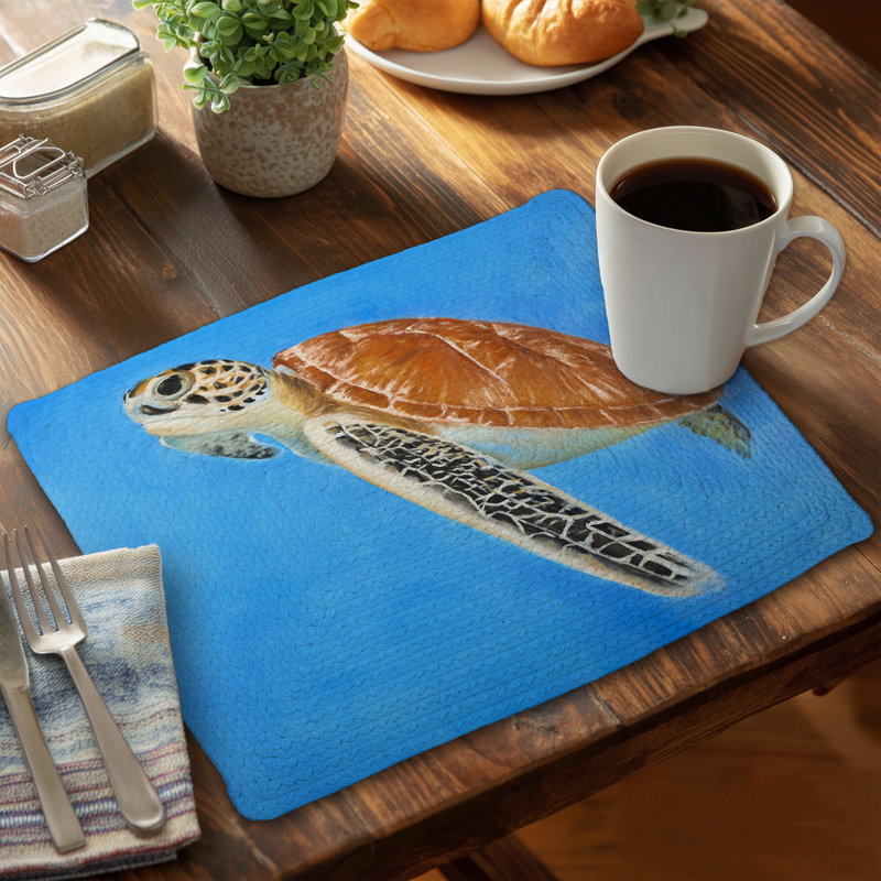 Ensemble de 4 napperons en polyester tressé Sea Turtle - Home Decor