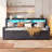 Twin Size Daybed With Trundle, Upholstery Daybed With LED Light ＆ Charging Station, Velvet Day Bed With Wood And Metal Frame
