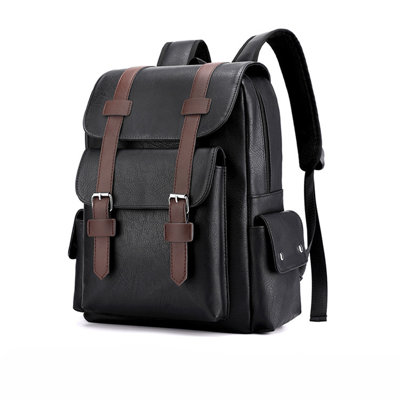 Backpack Leather Laptop Backpack For Men, Work Business Travel Office Backpack College Bookbag, Casual Computer Backpack Fits Notebook 15.6 Inch