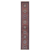 Hand Knotted Wool Area Rug in Red And Navy
