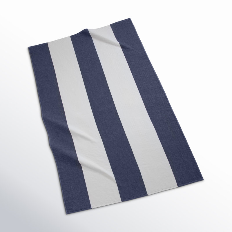 Cotton Midweight Beach Towel, Indigo/White