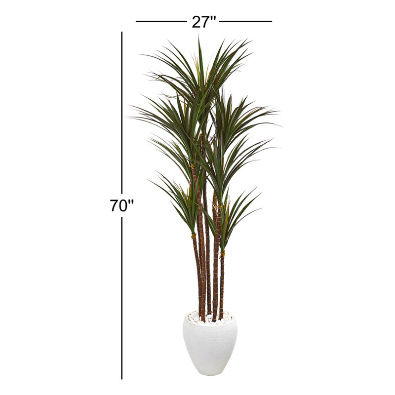 70 po Arbre artificiel Yucca géant en pot de fleurs blanc résistant aux rayons UV