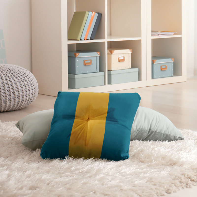  Coussin de sol touffeté, 30 po x 30 po, Aqua / Or