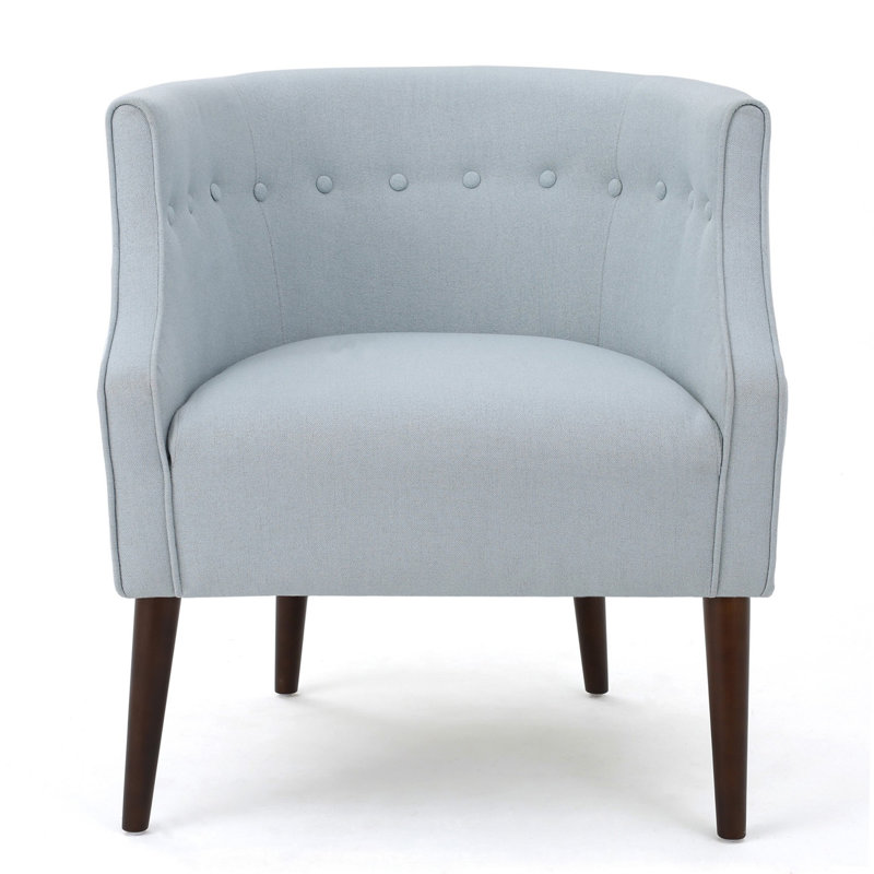 Kamdyn 73.03Cm Wide Tufted Barrel Chair, Light Blue Fabric