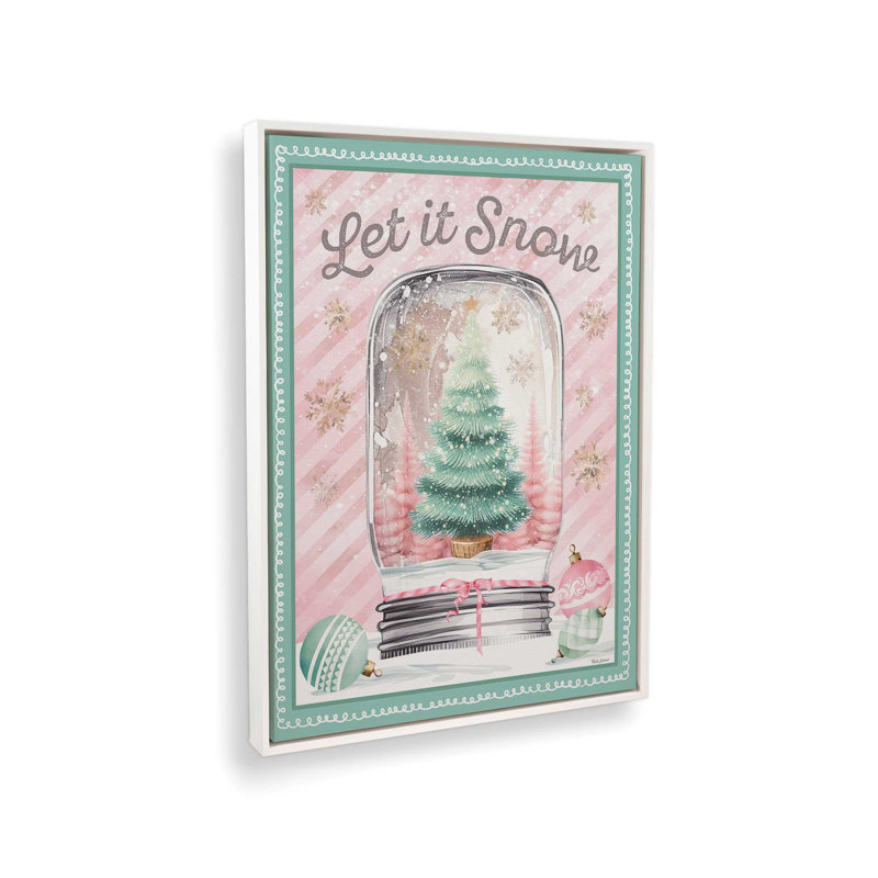 «Let It Snow Canning Jar» par Nicole DeCamp, reproduction d'art, L 30 x H 40, Toile avec cadre, Blanc