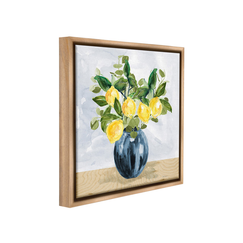 Art mural «Lemon Tree Bouquet» par Carol Robinson, Cadre flottant orme Montalcino, H 25 po x l 25 po