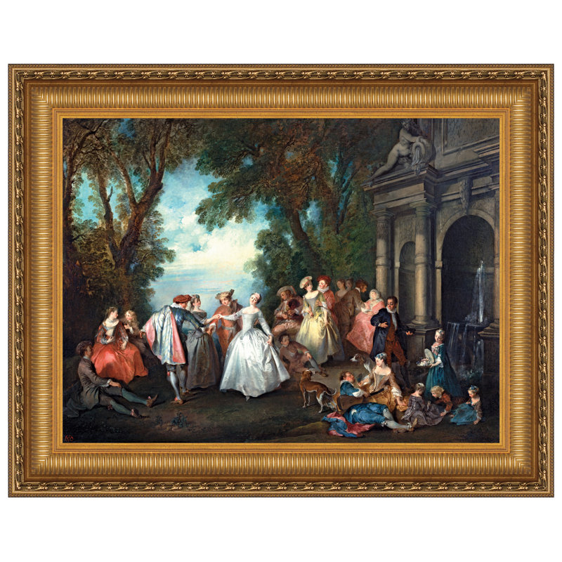 Danse devant une fontaine, 1724, reproduction d'art sur toile encadrée, H 32,25 po x l 40,25 po x P 1,875 po