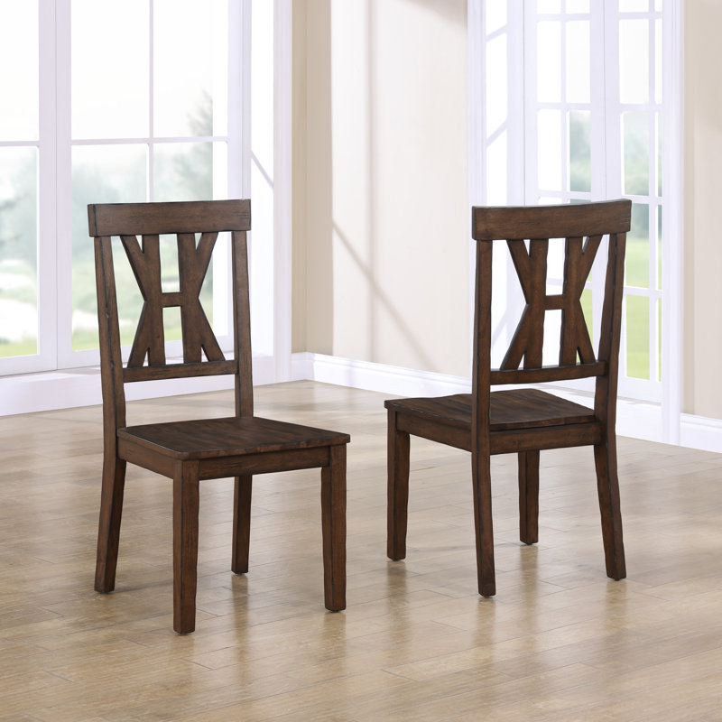 Demone Auburn 126" Large Solid Wood Dining Table Set, 7 Pieces: Table, 6 Chairs