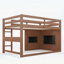 Lit mezzanine simple avec tableau coulissant ludique, bibliothèque intégrée et rails de sécurité de haute qualité, naturel-133491175-133491176