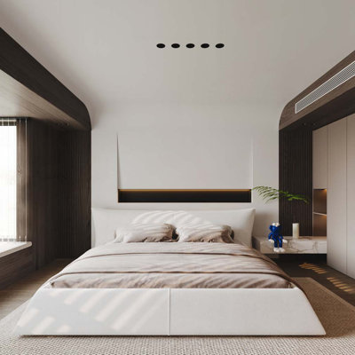 Lit plateforme tapissier en velours