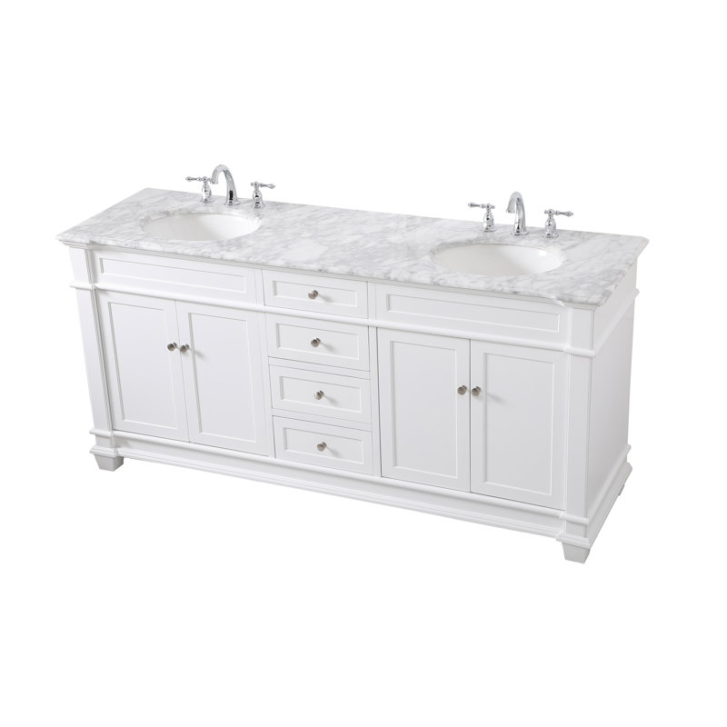 Ensemble de meuble-lavabo double 72 po Lydie, Blanc