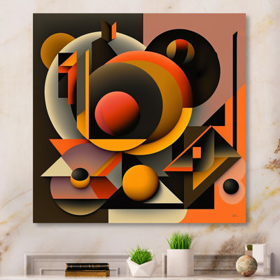 Multicolore géométrique formes orange I - reproduction sur toile