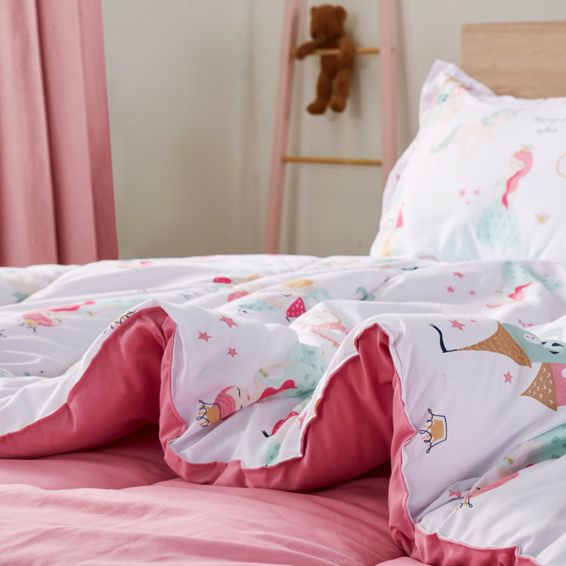 Ensemble de literie pour enfants Space Rocket, Château de princesse rose / blanc, Lit simple