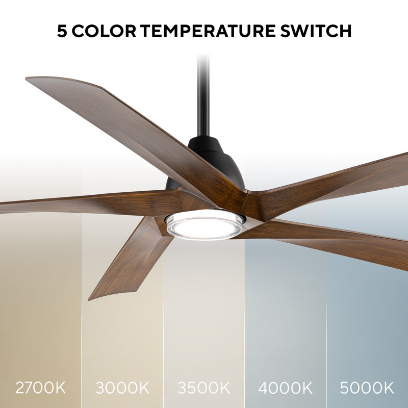 Zeke 5-Blade Outdoor/Indoor Smart Ceiling Fan with 2700K-3000K-3500K-4000K-5000K Color Temperature LED Light Kit and Remote Control Included, Works With Google Assistant, Amazon Alexa, Samsung Smart Things