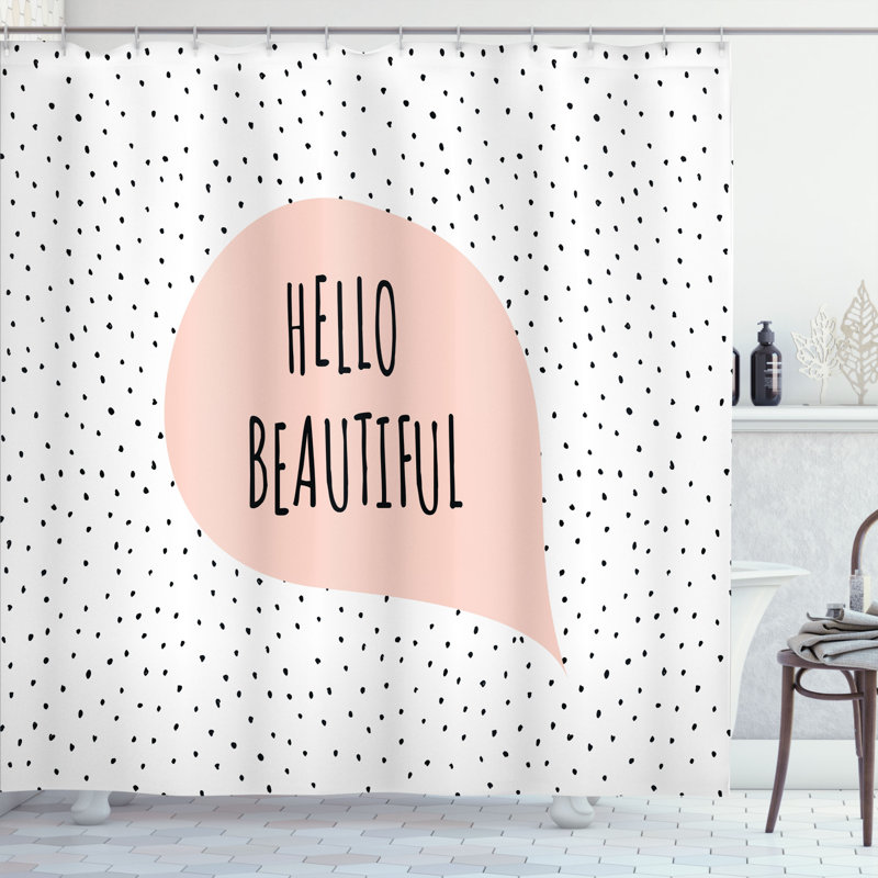 Ensemble de rideau de douche hello et crochets, H 69 po x l 105 po