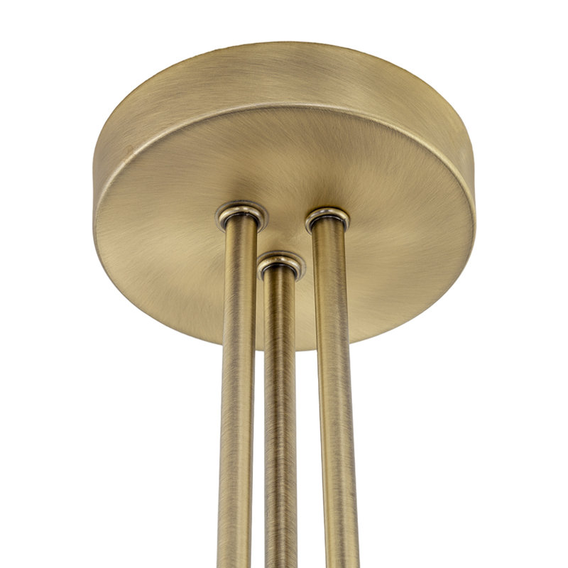 Glass Semi Flush Mount, Antique Brass
