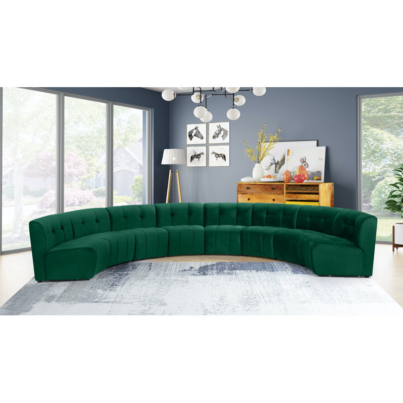 Canapé modulaire de coin symétrique en velours de 173 po de largeur Jedson, Velours vert