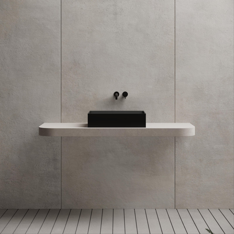 MonBlari 24" X 14" Solid Surface Rectangle Bathroom Vessel Sink Matte Black, Matte Black, 23.62"L X 13.78"W X 4.72"H