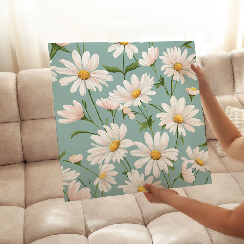 «Floral Daisy Flowers X III», reproduction d'art moderne sans cadre, H 16 po x l 16 po