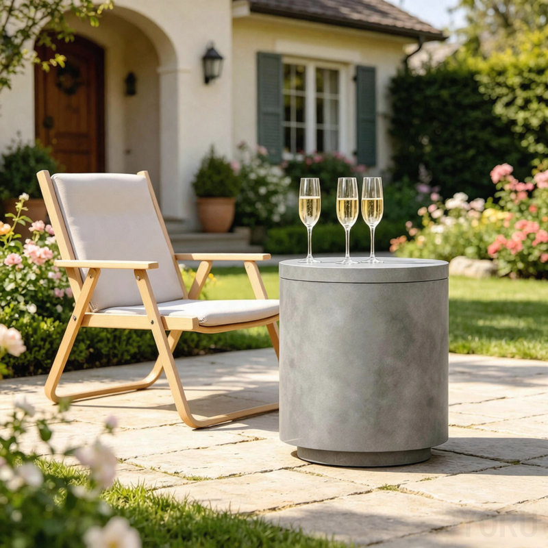Portable Storage Box, Pool Ice Cooler, Cooler Side Table, Modern Balcony Table