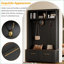 Banc de rangement 4-en-1 avec 6 crochets Hall Tree 2 tiroirs, plateau noir / siège brun, H 76,6 po | Noir | Panneau de particules