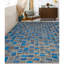Tapis géométrique en laine noué à la main gris / bleu / noir-65624920