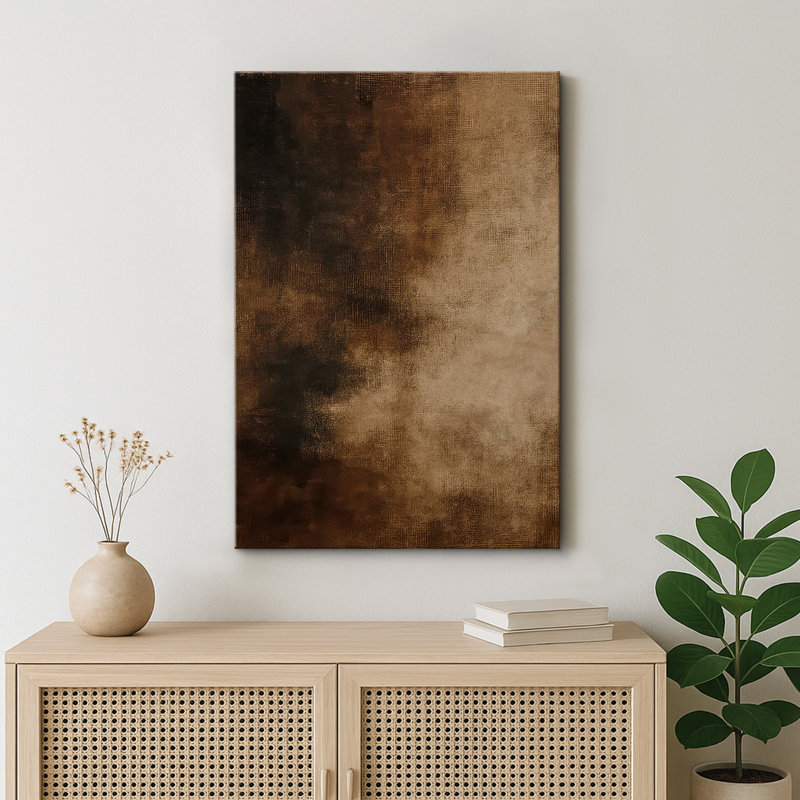 Impression murale sur toile encadrée riche brun foncé et brun doré chaud, H 48 po x l 32 po x P 1,5 po, Toile tendue