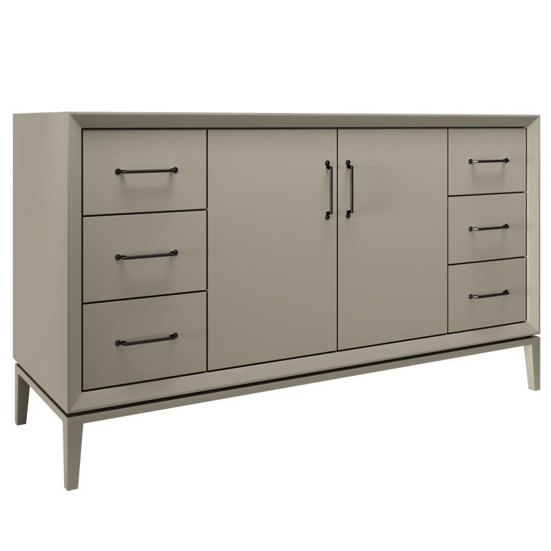 Alexandra Single Extra Wide Bath Vanity, French Olive, 60", Matte Black