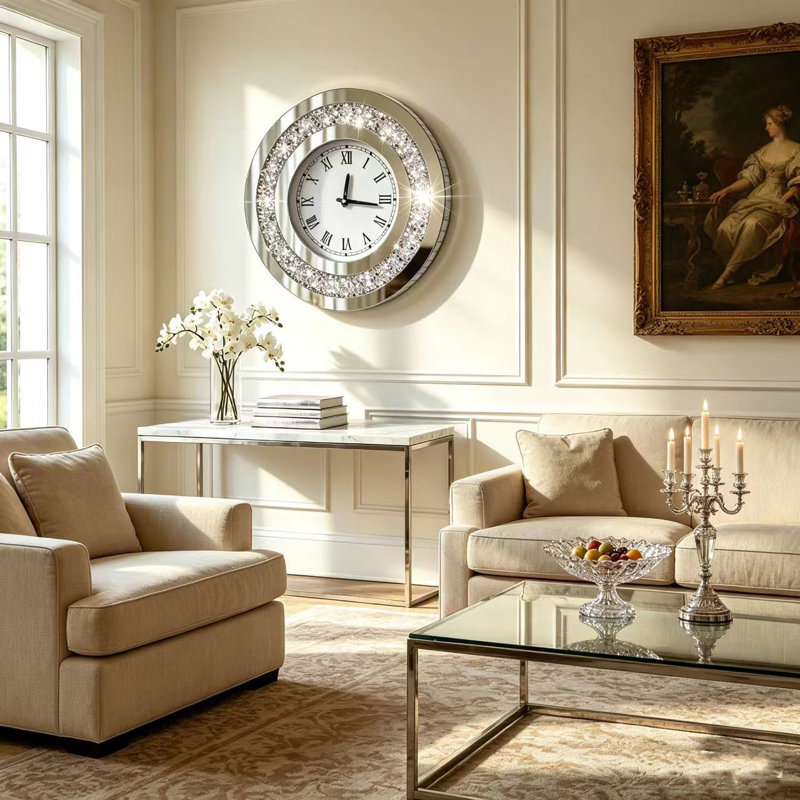 Circular diamond wall clock