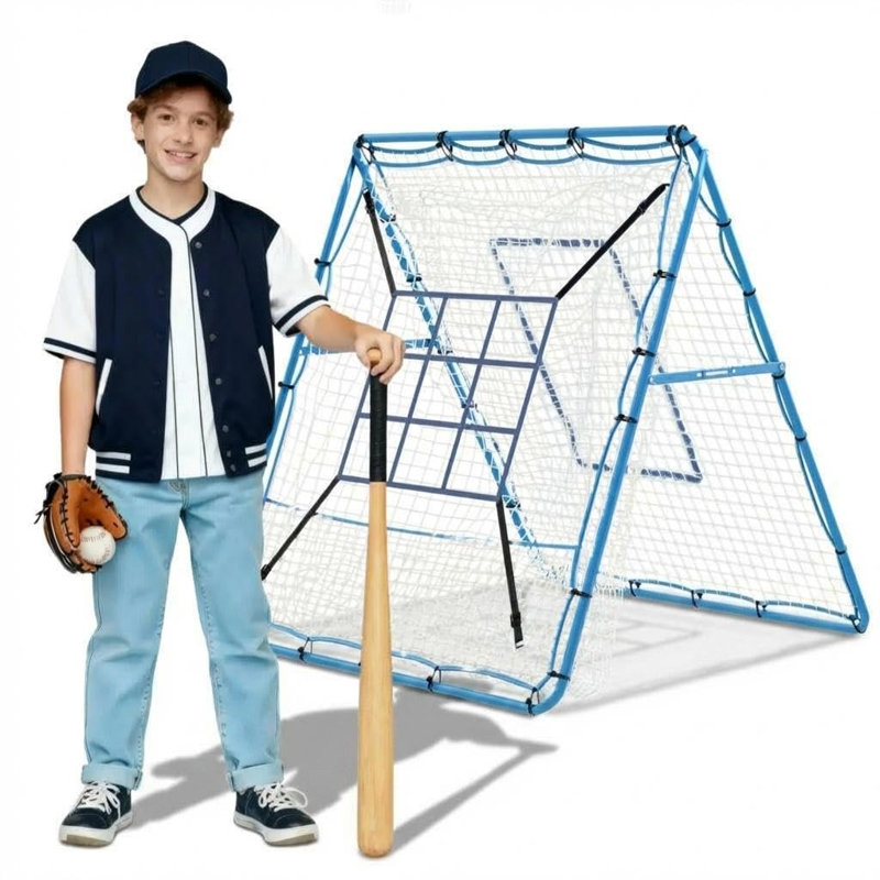 Filet de rebond de baseball 4 x 5 pi, entraîneur de lancer 2-en-1 avec des angles réglables pour la pratique du baseball et de la balle molle