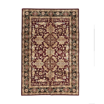Hand-Knotted High-Quality Wine and Black Area Rug