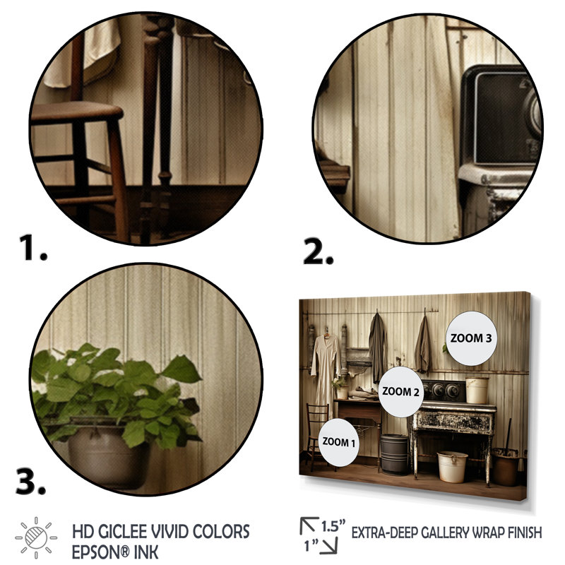 «Farmhouse Laundry Charm III», art mural, Cadre simple noir, H 12 po x l 20 po x P 1 po