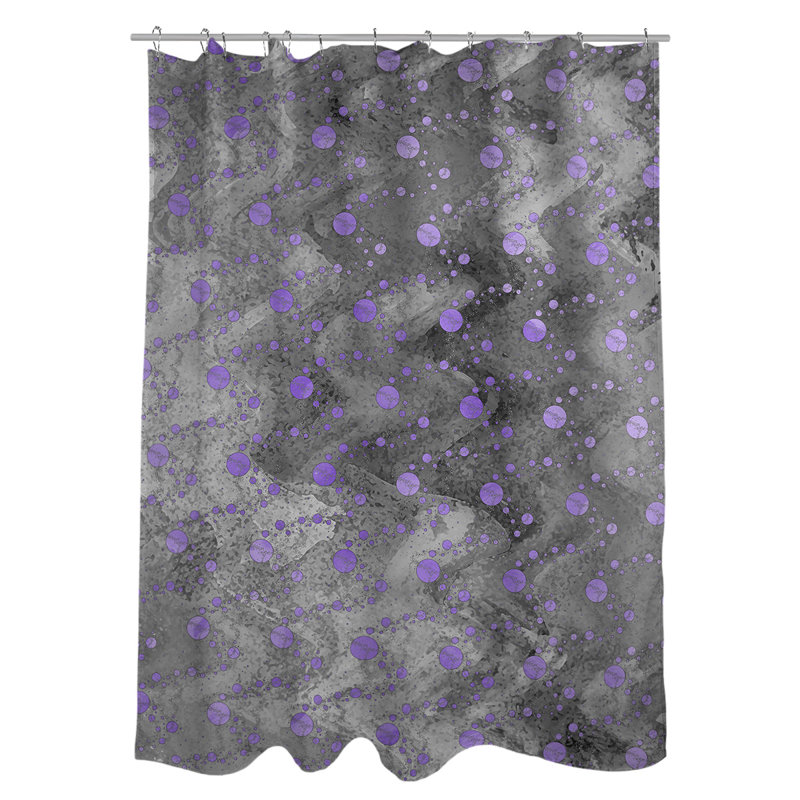 Rideau de douche simple planètes et étoiles, Mauve / Noir