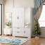 Armoire 4 portes avec miroir demi-longueur, placard de rangement avec rail de suspension-886084438