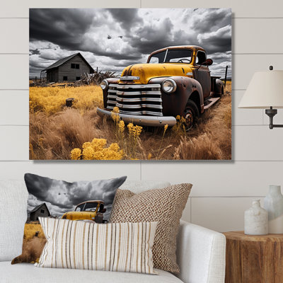 Yellow Pickup Truck Rustic Rides I - Transportation Wall Decor