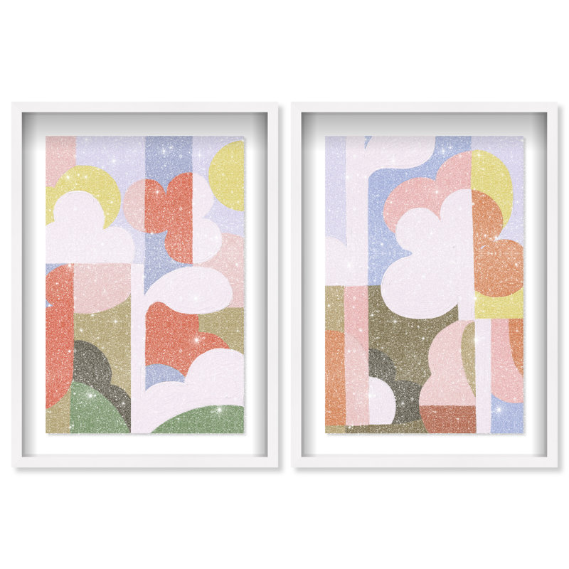 Cloudy Pop Set Set by Oliver Gal, 21.5"H x 31.5"W, White Shadowbox