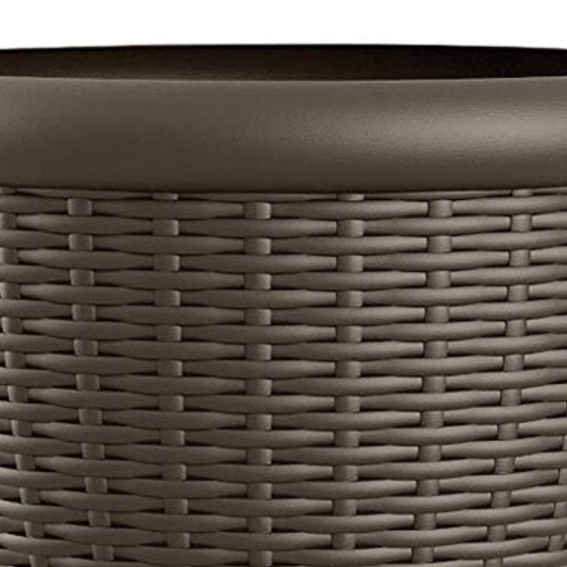 Java Brown Resin Wicker Round Indoor/Outdoor Planter Set