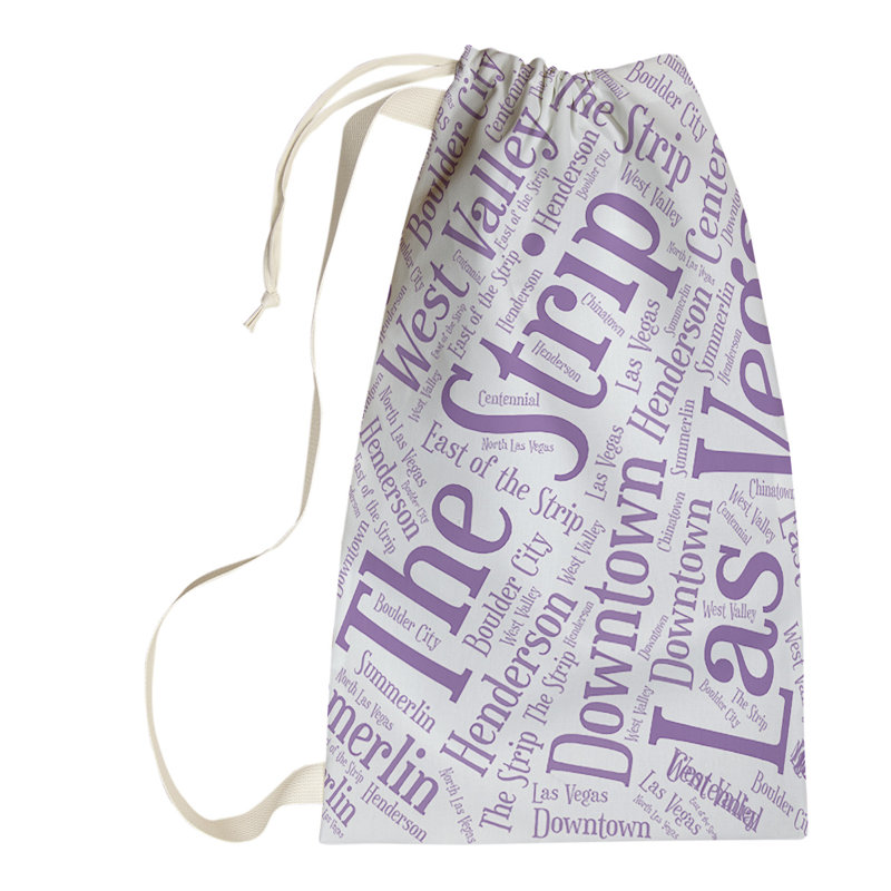 Laundry Hamper with Handles, Large (36" H x 28" W x 1.5" D), Purple, Las Vegas