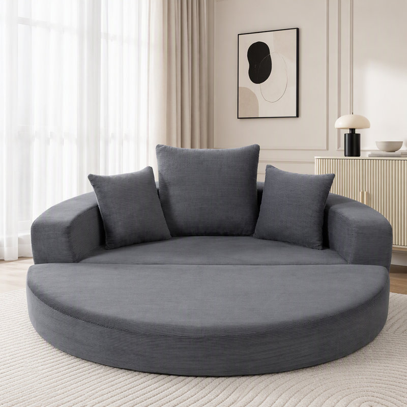 Canapé-lit convertible, multifonctionnel, lit circulaire, futon réglable, Gris