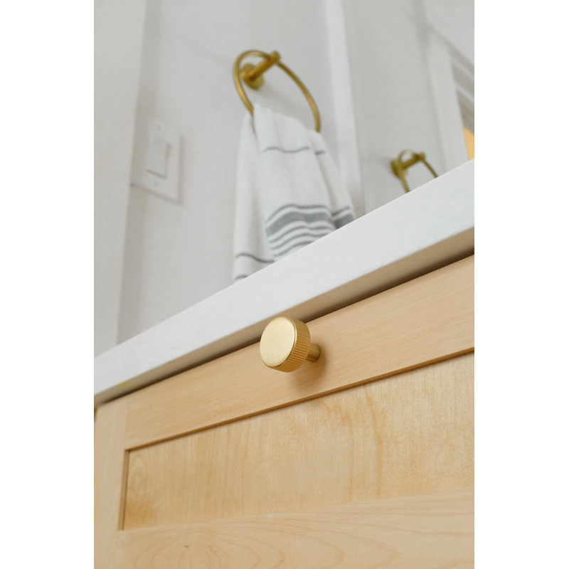 Ribbed Circle Knob, Satin Brass