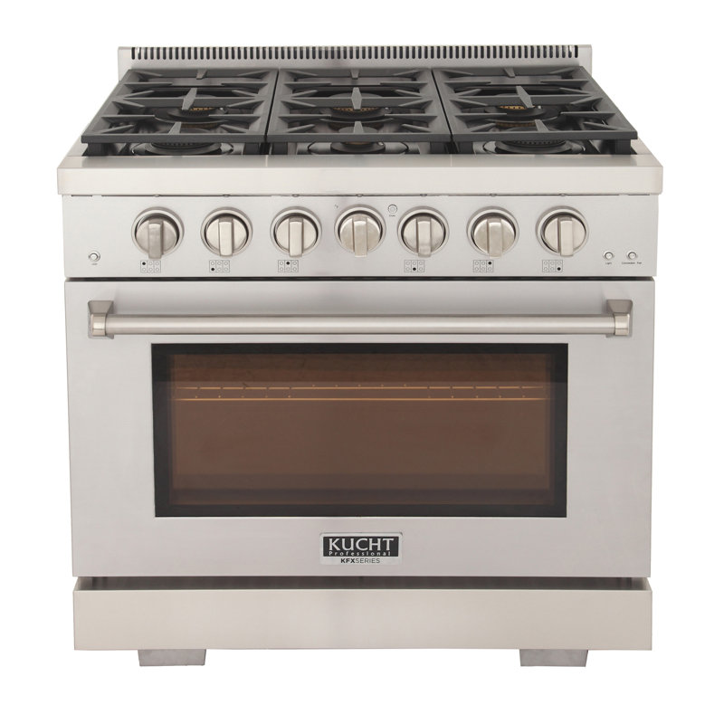 Kucht 36'' W Free Standing Range, Liquid Propane, Stainless Steel