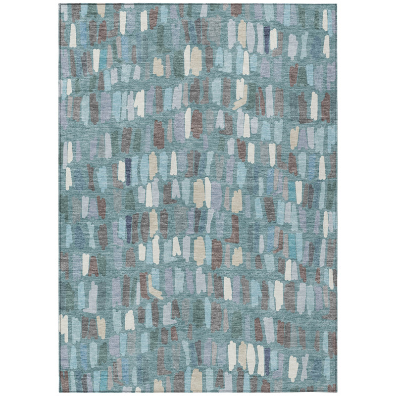 Machine Washable Indoor/Outdoor Karr ACN2377 Stripes Rug, Rectangle 8' x 10'