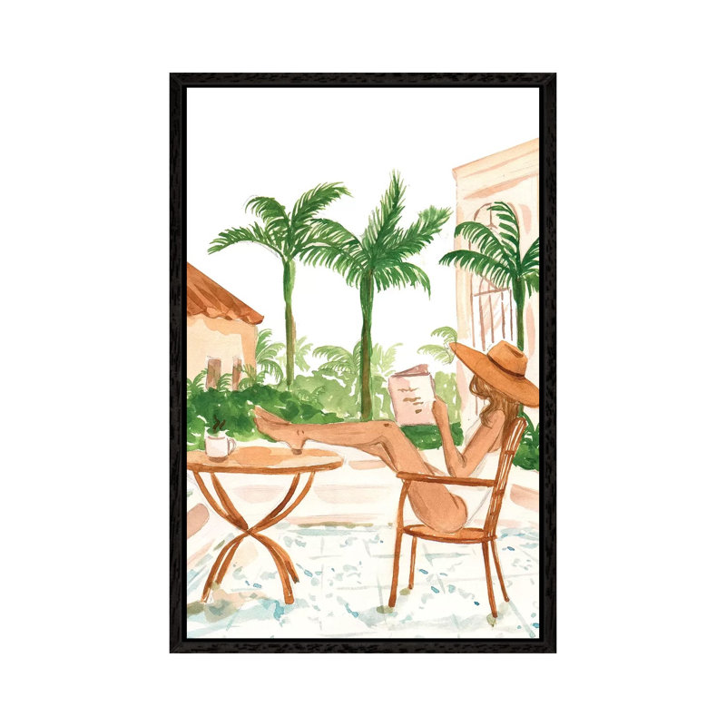 Vacation Mode II by Sabina Fenn - Painting on Canvas, 101.6cm H x 66.04cm W x 3.81cm D, Black Floater Framed